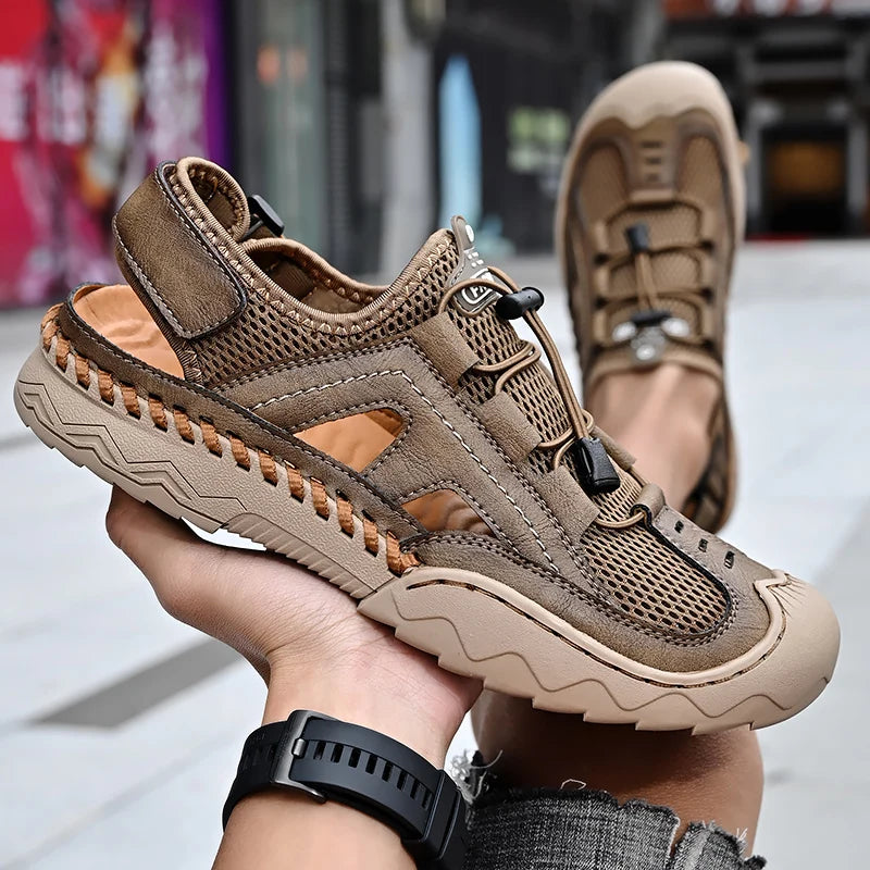 New Mens Sandals Summer Breathable Mesh Sandals Men Outdoor Casual Lightweight Beach Sandals Fashion Men Shoes Large Size 38-46 - Kimlud
