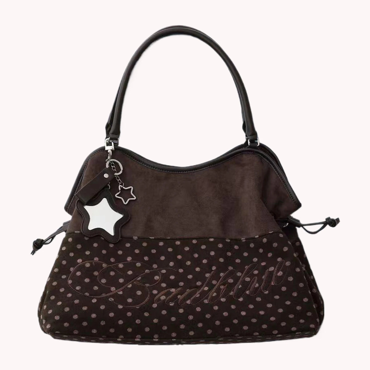 Y2K BadBlue Embroidered Leopard Print Tote Bag Large Capacity Shoulder Bag with Star Mirror Pendant Korean Trendy Women...