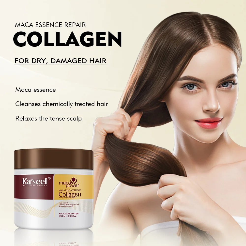 Karseell 100ML Collagen Hair Mask Deep Repair Damage Argan Oil Collagen Hair Treatment Prevent Hair Breakage for All Hair Types
