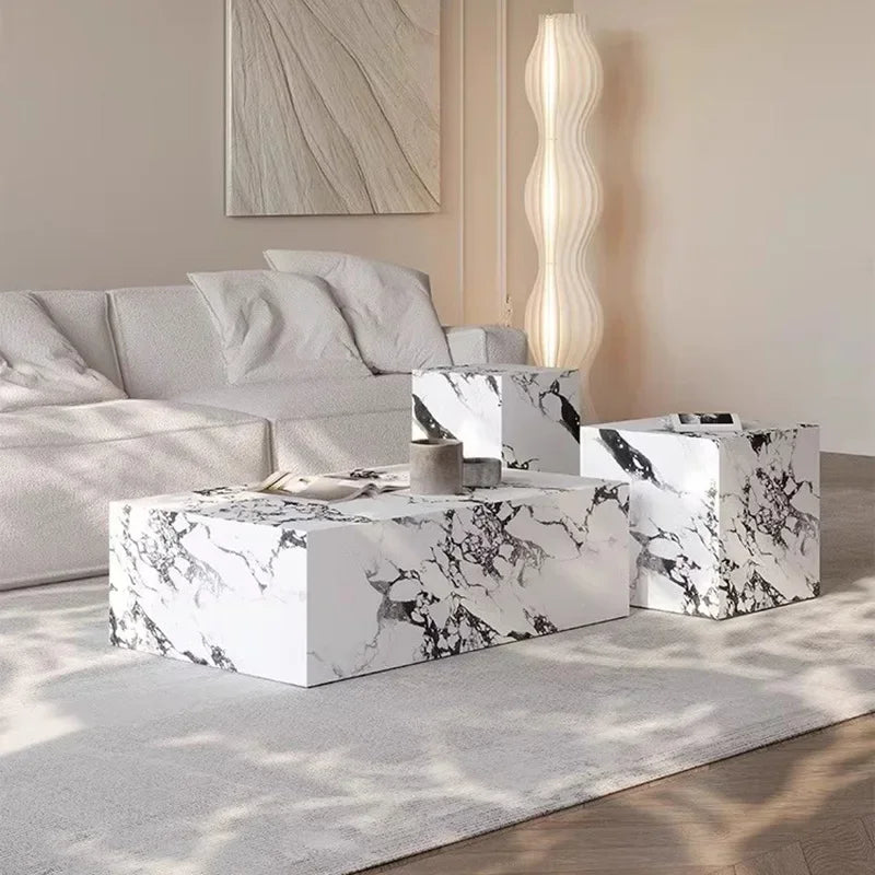 Bedroom Marble Table Luxury White Unique Minimalist Sofa Side Table Square Aesthetic Mesas De Centro Para Sala Room Furniture - Kimlud