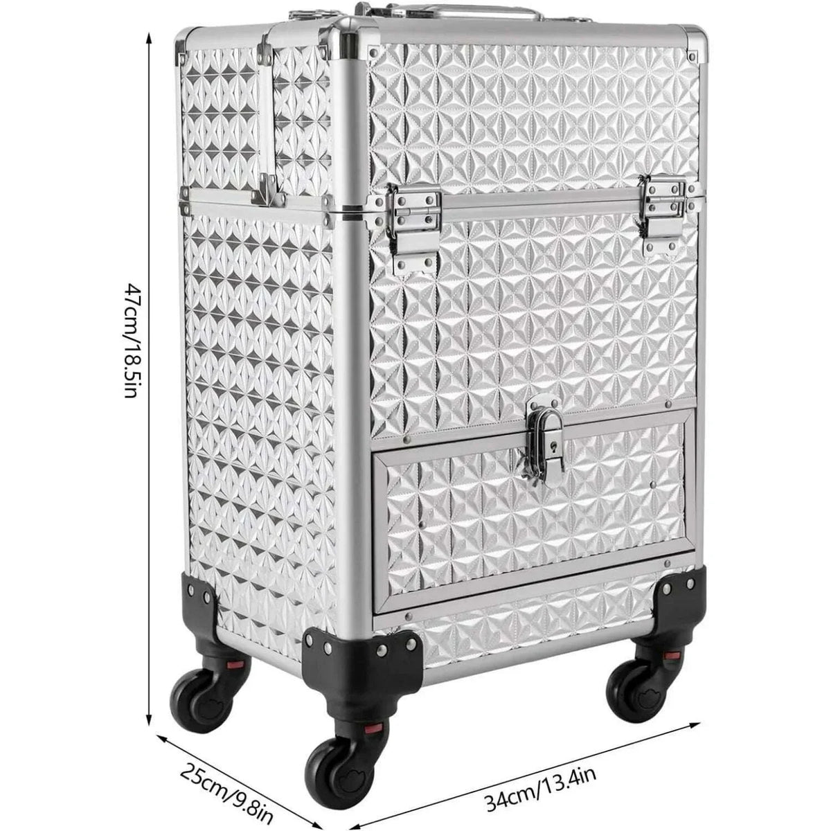 Rolling Makeup Train Case, Makeup Trolley with Drawer, Nail Case Wheeled Manicure Storage Case for Hair Stylists,Pet Groomers