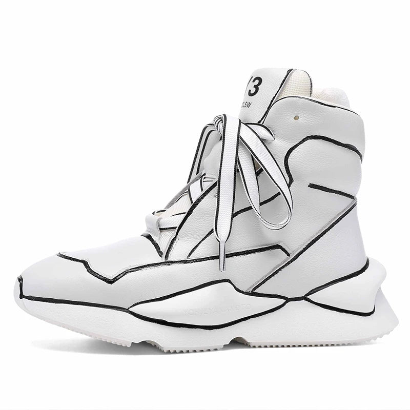 Handcrafted Sneakers Cowhide Leather Unisex Hand-painting High top Sports Running Shoes Of Men Warm Snow Boots Women Ankle Boots