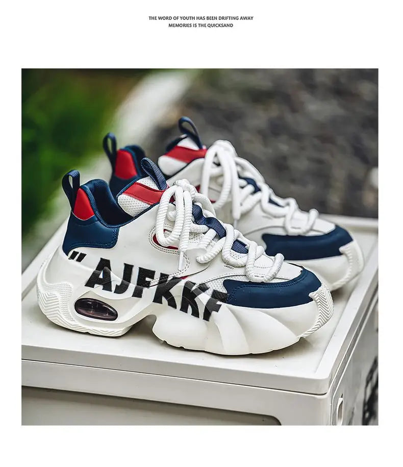 Ins Color-blocking Trendy Men's Shoes 2025 Yellow Dad Shoes Chunky Sneakers Man Thick-soled Height-enhancing Casual Sports Shoes