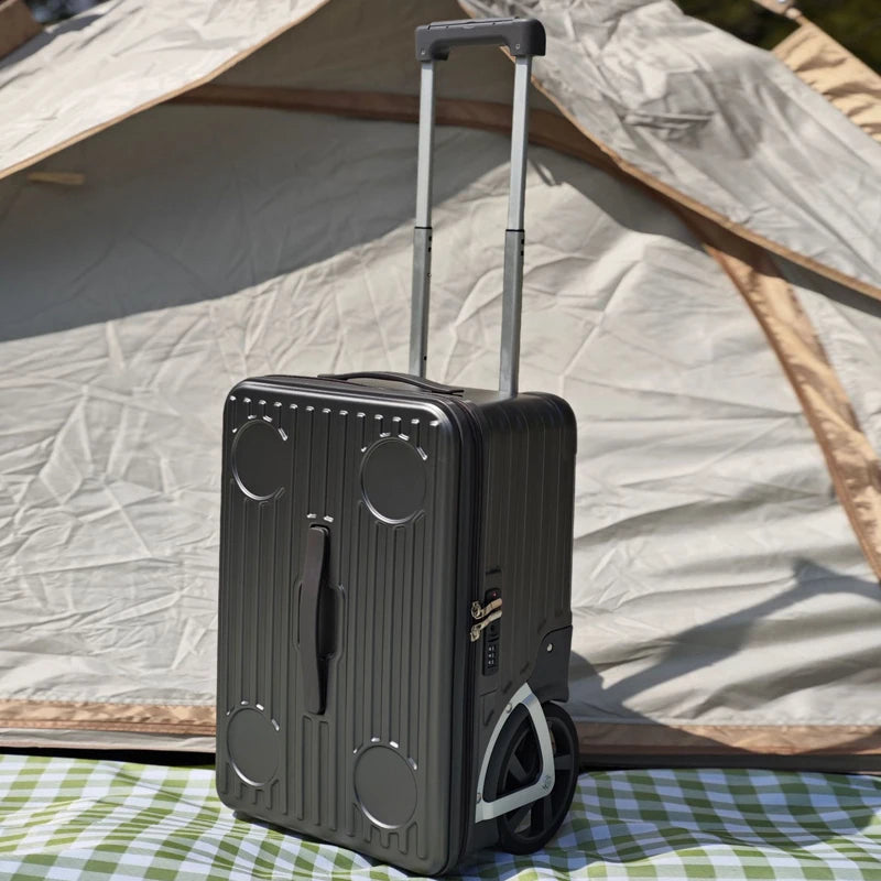 New outdoor camping large-wheel luggage with side opening, large-capacity PC travel suitcase, single-directional wheels, 24-inch - Kimlud