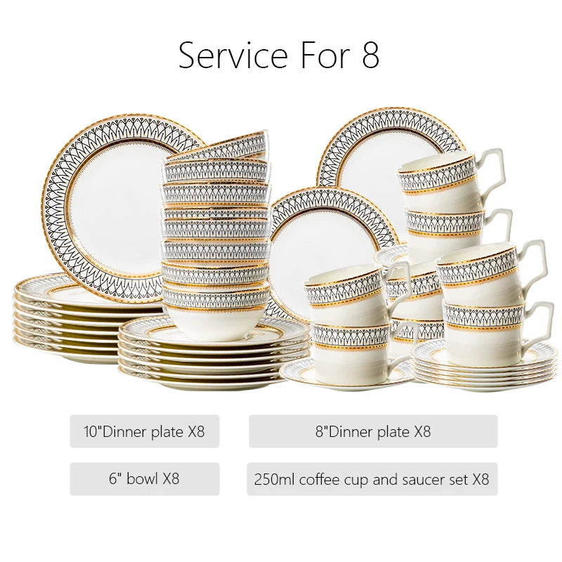 Nordic Fine Bone China Plates Set Dinner Serving Kitchen Dessert Plate Dish Tableware Porcelain Plate Bowl Dishware...
