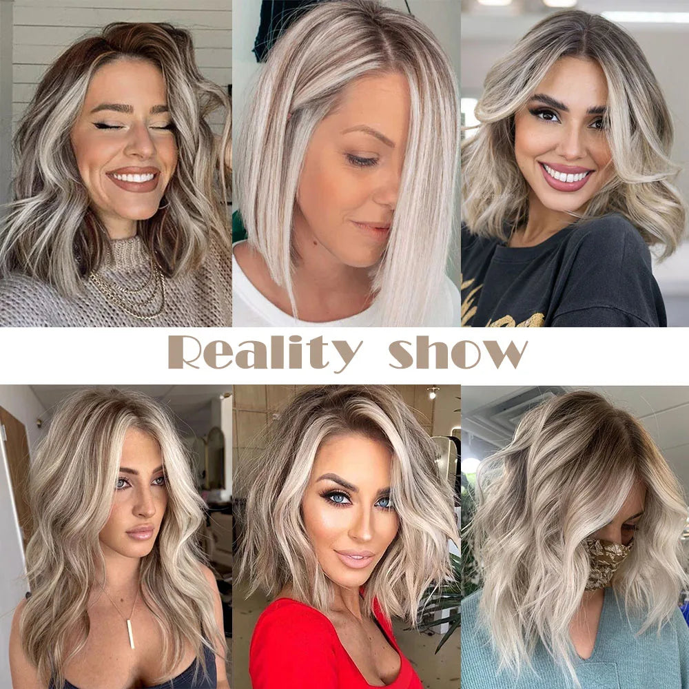 Ash Gray Brown 100% Remy Human Hair Toppers Clips In Hair Lace Base Topper Hairpieces for Women Hair Extensions 12 Inch Straight