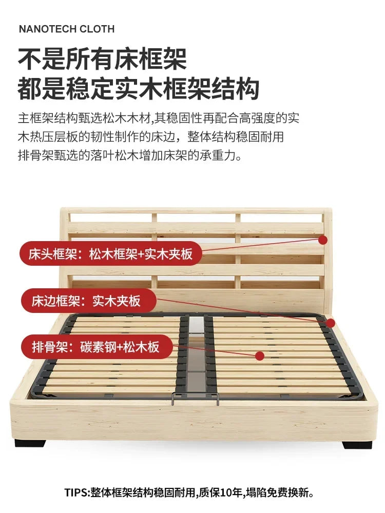 Premium High-quality New Arrival Technology Fabric Bed Small Unit, Master Bedroom, Large Bed, Light Luxury Nordic Fabric Bed