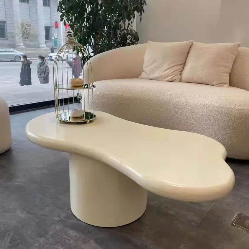 Nordic Wind Wood Art Coffee Table Aesthetic Living Room Cloud Shaped Tea Table 100/120/140/160cm Large Stolik Kawowy Furniture - Kimlud