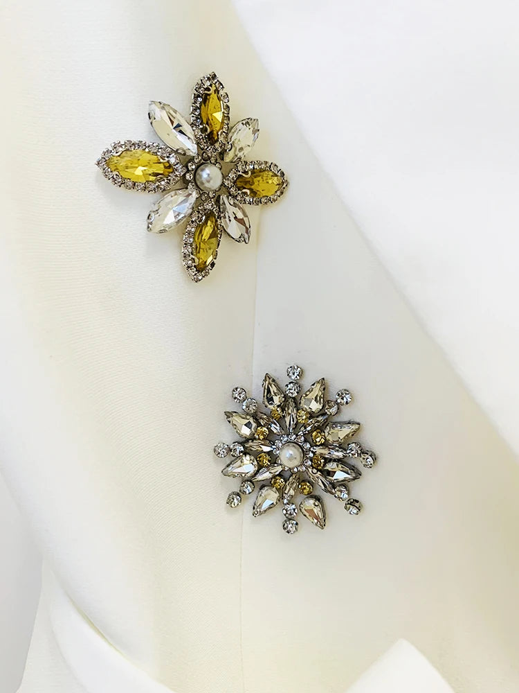 HIGH STREET Newest Fashion 2023 Designer Jacket Women's Slit Sleeve Rhinestone Diamonds Beading Belted Blazer