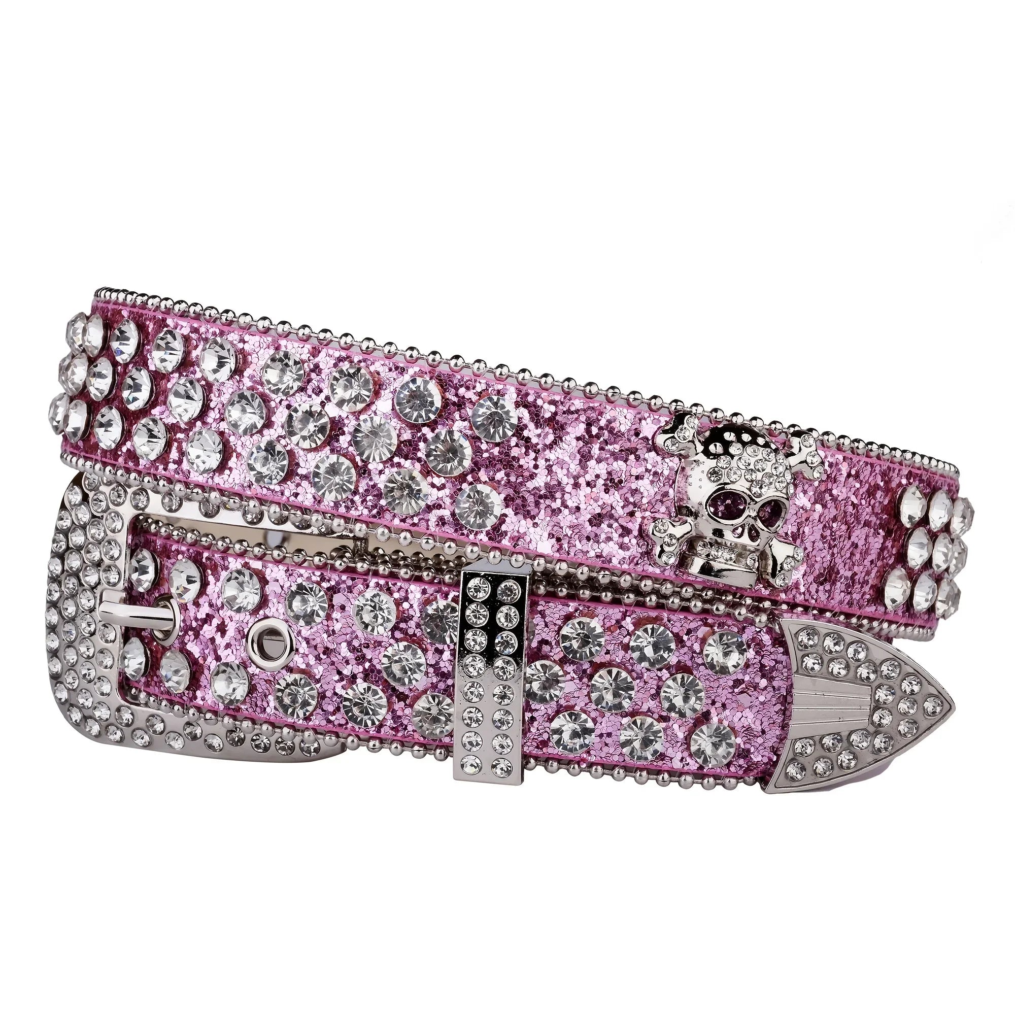 Rhinestone SkullBelt Western Cowgirl Belts For Women Girls Studded PU Leather Country Belt