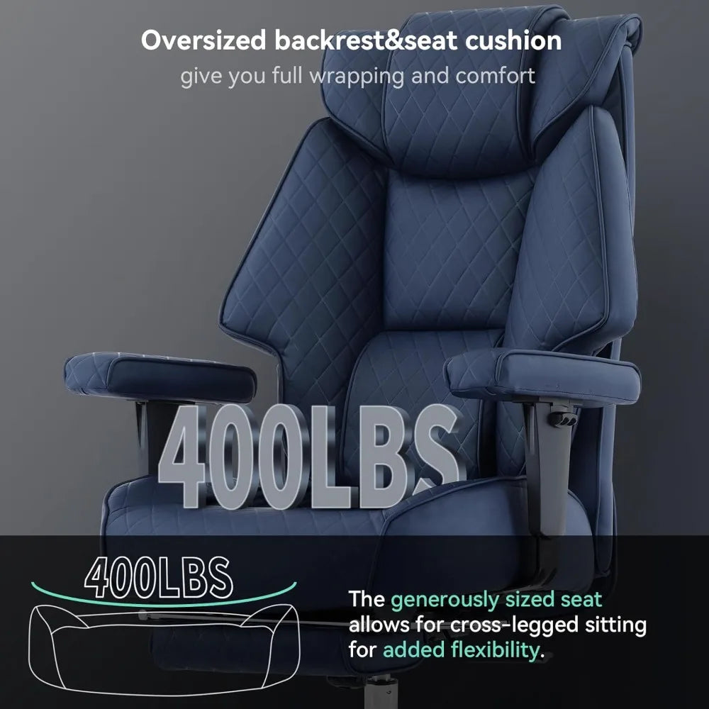 Ergonomic High-Back PU Leather Executive Chair with Footrest, Suitable for Big and Tall, Supports Up to 400lbs, Lumbar Support f