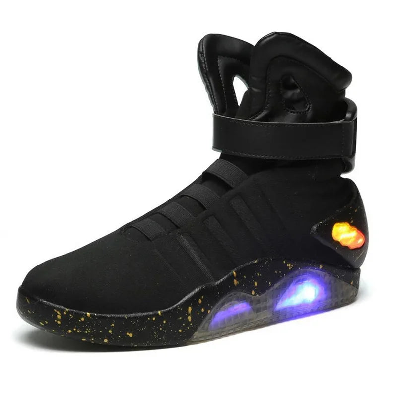 Children Basketball Shoes Boy USB Charging Led Luminous Shoes Adult Light Up Casual Men Back To The Future Glowing Sneaker 36-46