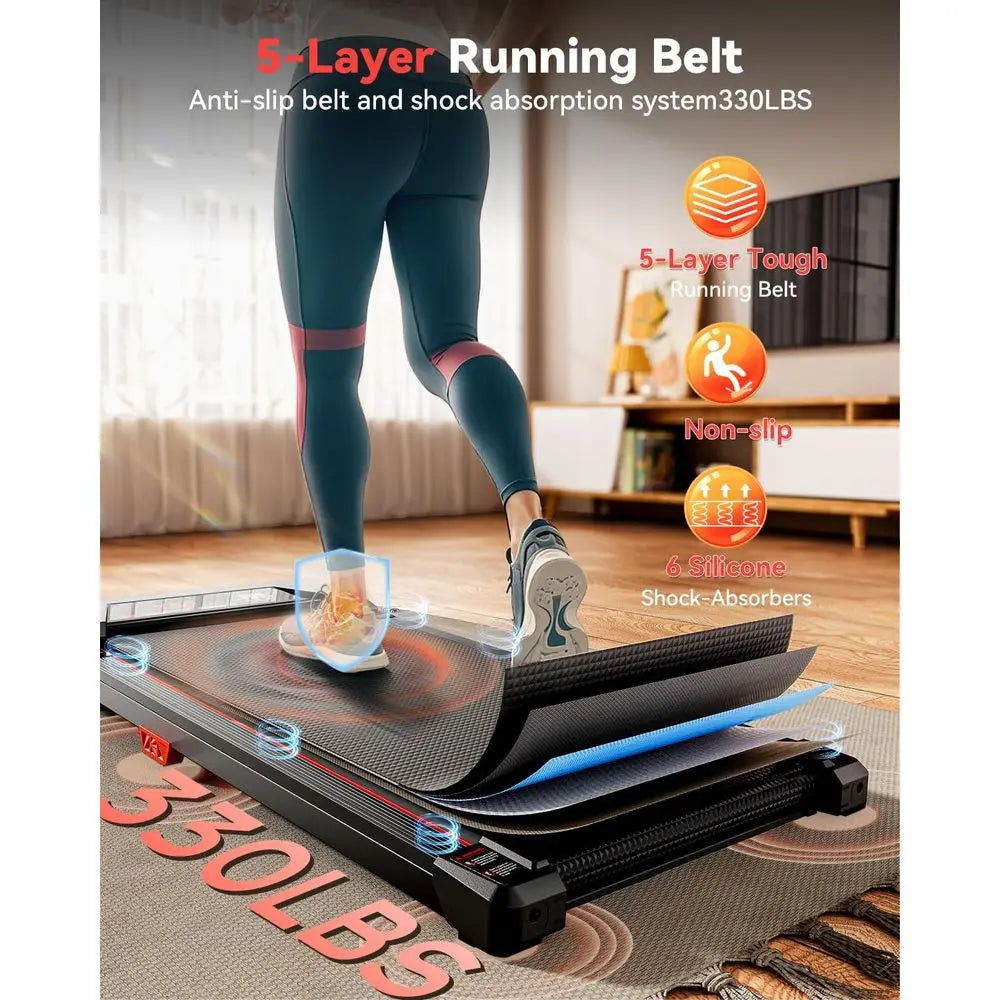 Compact Desk Treadmill with Incline, 2.5HP Quiet Portable Treadmill for Home/Office, 330 lbs Capacity, Remote & LED Display