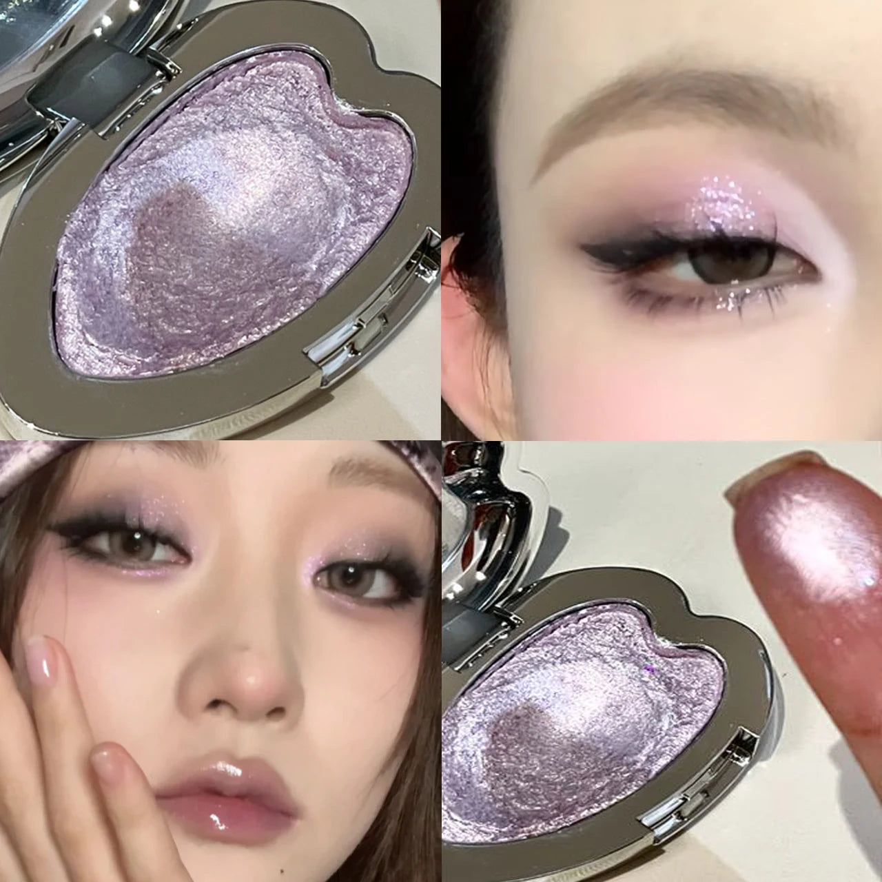 Pearlescent Blue Metallic Eyeshadow Palette Punk Smoky Purple Mashed Potato Waterproof Shimmer Glitter Heart-shaped Eye...