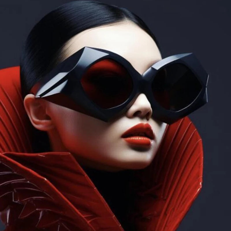 Y2K Oversized Irregular Rhombus Sunglasses Women For Men Luxury Brand Designer Vintage Sun Glasses Popular Punk Big...