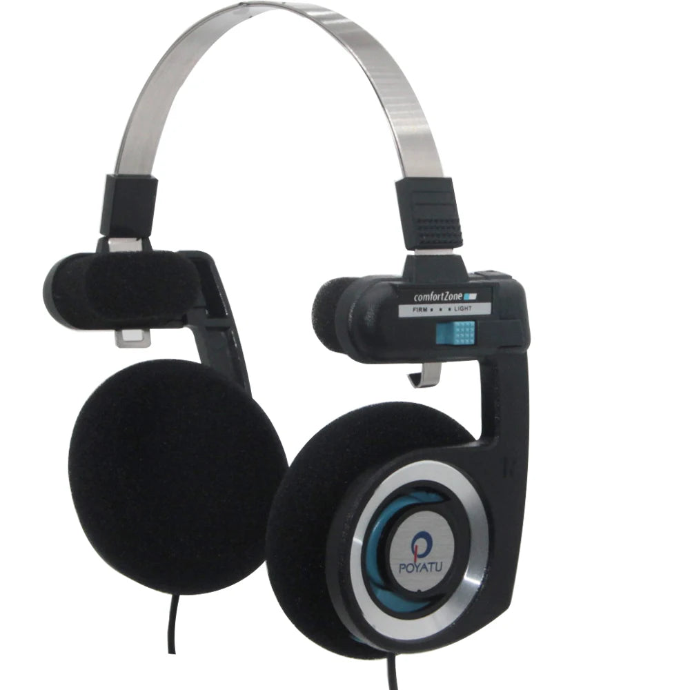 Poyatu Retro Headphone With Microphone Stereo Classic Open Hifi On-ear HD Earphones Foldable Portable Lightweight Headset