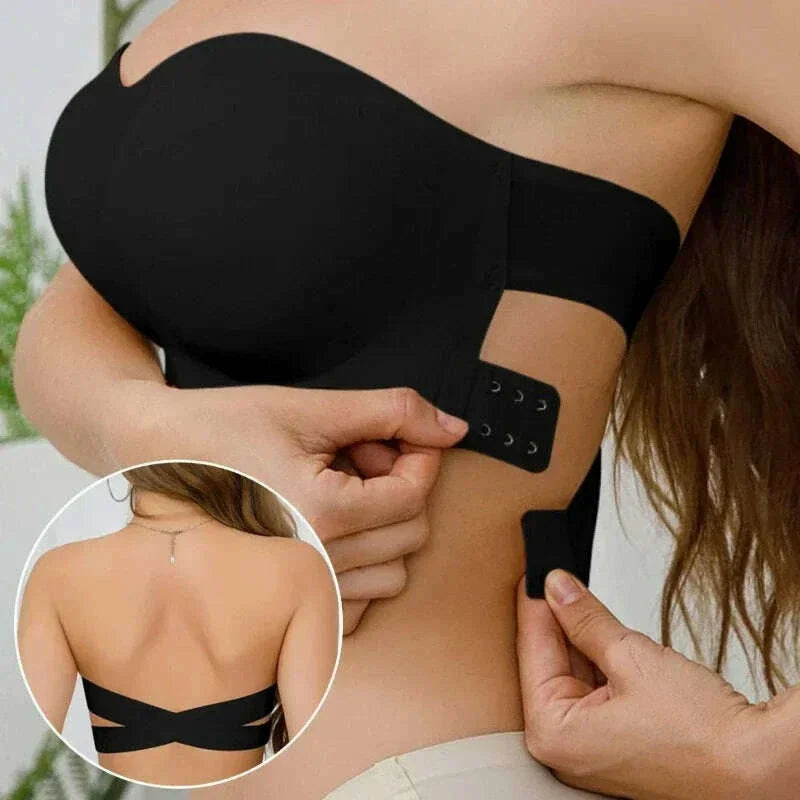Popular Women's Strapless Bra Cross Side Buckle Underwear