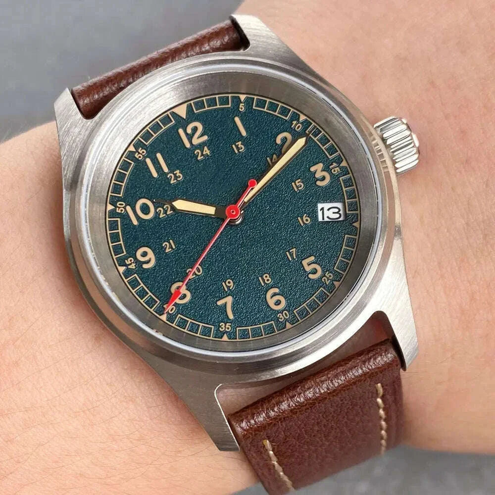 Tandorio 20ATM Waterproof Diver 36mm Field Watch Men NH35 Mechanical Movt Black White Dial Luminous Sapphire Glass 3.8 Auto Date
