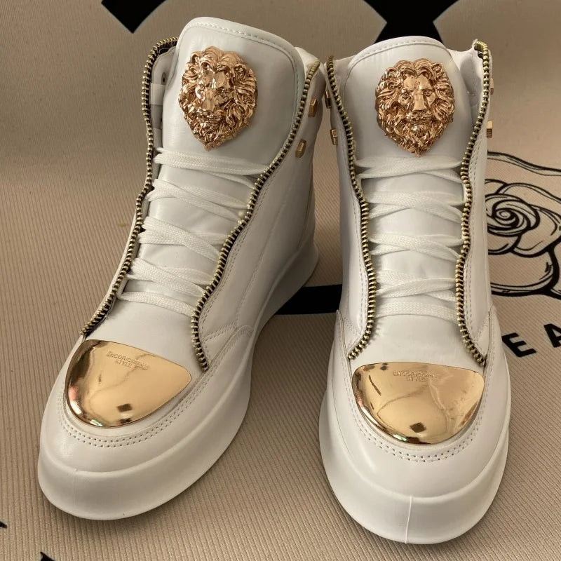 original shoes brand high top casual shoes for man zip decoration casual sneakers mens ankle boots sports hip-hop running shoes - Kimlud
