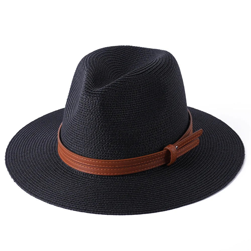 56-58-59-60CM New Natural Panama Soft Shaped Straw Hat Summer Women/Men Wide Brim Beach Sun Cap UV Protection Fedora Hat