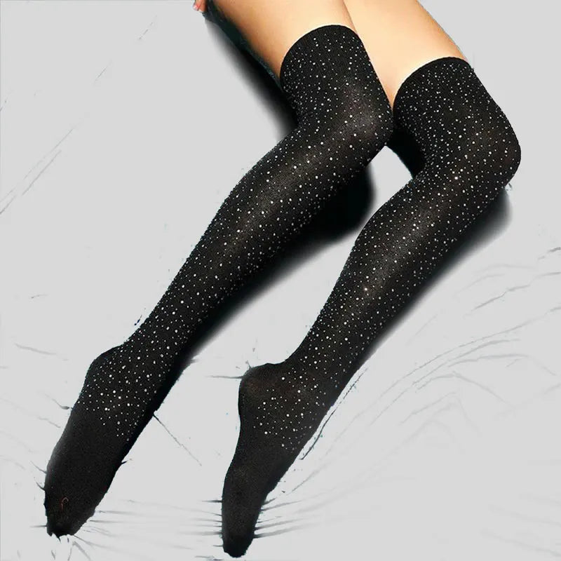 Sexy Rhinestone Lingeri Long Sock Women Long Sock Thigh High Over The Knee Stockings sexy Lolita Ladies Girls Warm Knee...