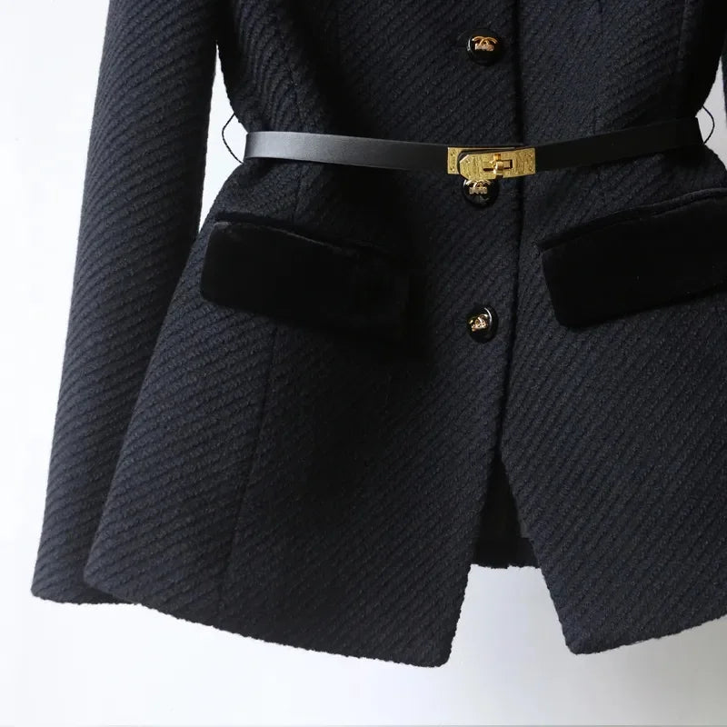 Women Blazer Coat New 2025 Autumn Long Sleeve Casual Single-breasted Elegant Office Waist Ladies Suit Coat Tops Female Outerwear