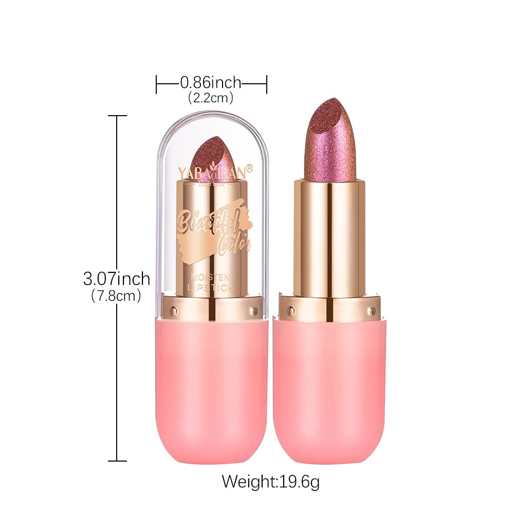 Metallic Violet Chameleon Lipstick Color Changing Matte Glitter Diamond Lipstick Waterproof Pearl Shine Lip Gloss Sexy Makeup