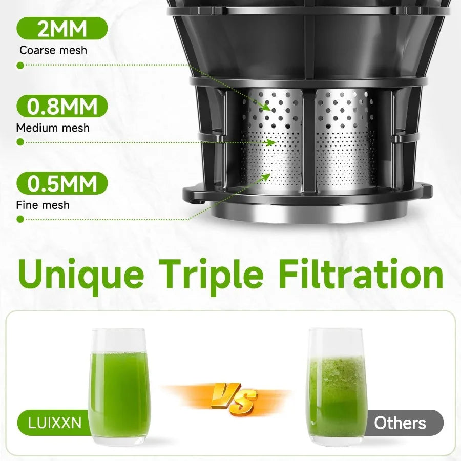Cold Press Juicer with 5.3Inch Extra Large Feed Chute Designed for Whole Fruits and Vegetables 350W Slow Masticating Juicer Mac