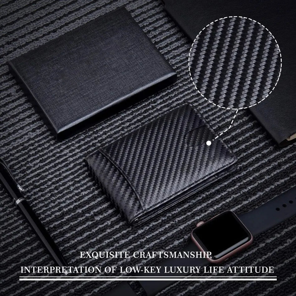 Rfid Carbon Fiber Men Wallets Man Card Holder Money Bag Slim Thin Mini Wallet Male Small Short Purse Black Walet Billfold Vallet