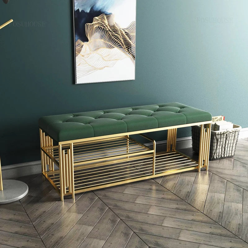 Fashion Cloakroom Hotel Shoe Changing Stools Light Luxury Living Room Storage Ottomans Creative Household Furniture Shoe Shelf T - Kimlud