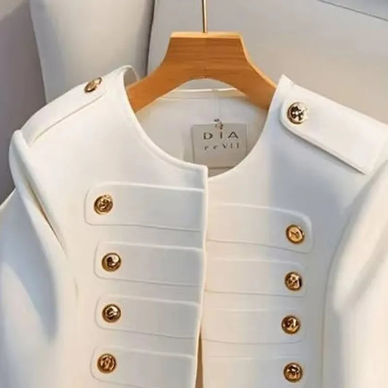 Korean Fashion Women's Jackets 2025 Autumn All-match New white Long Sleeve Temperament Top Lady Ladies Short Coat Outerwear