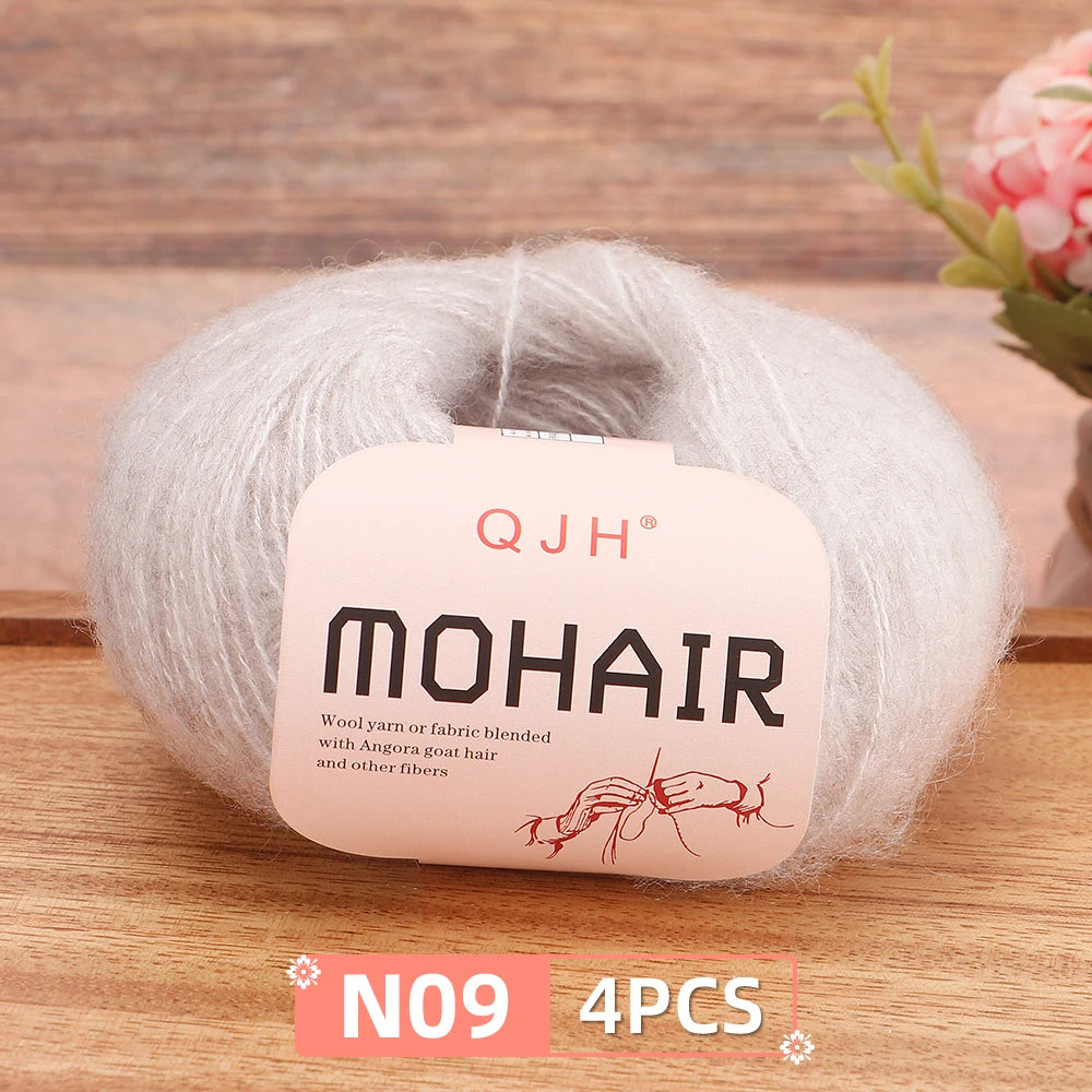 4PCS Multi Color Luxury Mohair Yarn for DIY Knitting & Crochet - Weave Scarves, Shawls,Sweaters,Hats,Shoes...