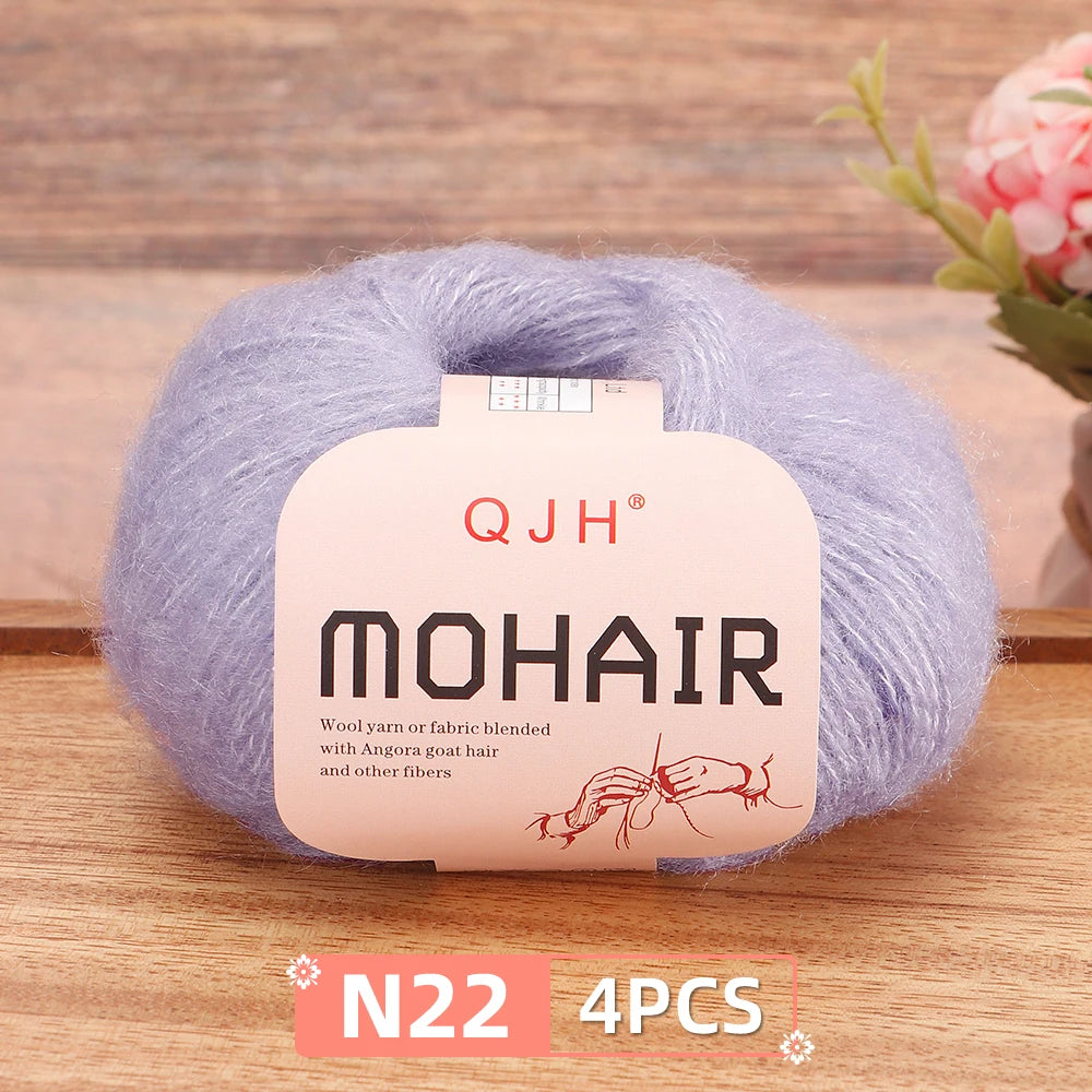 4PCS Multi Color Luxury Mohair Yarn for DIY Knitting & Crochet - Weave Scarves, Shawls,Sweaters,Hats,Shoes...