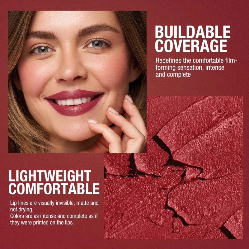 Smooth Matte Lipstick - Long-Lasting, Moisturizing, and Easy to Apply Lip Glaze with Rotating Pen Design - Perfect for Everyday