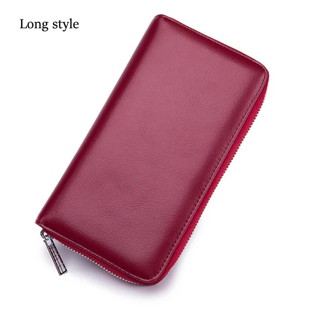 Women Wallets Long Genuine Leather Purses RFID Anti Theft Money Bag For Women Phone Purse Large Capacity Card Holders Carteras