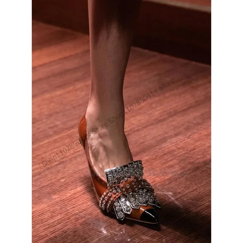 Yellow Rivets Tassels Decor Pointed Toe Pumps Slip On Women Shoes Thin High Heels Novel Fashion Runway 2023 Zapatos Para Mujere - Kimlud