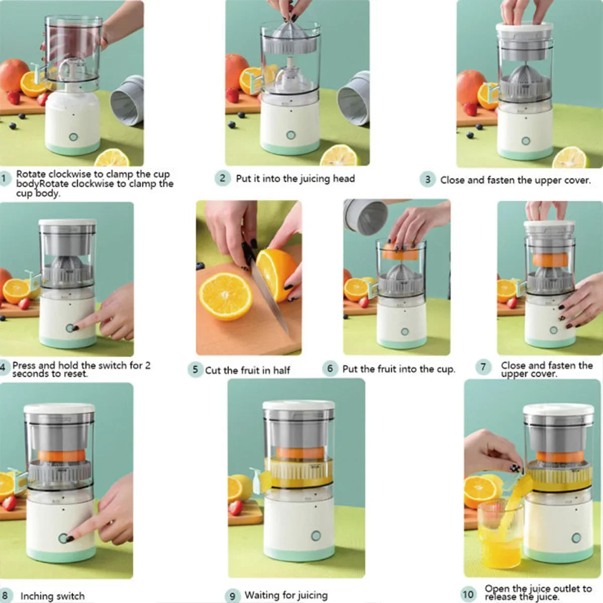 New Portable Home Juicer Fruit Juice Extractor, USB RechargeableElectric Squeeze, High Juice Output for Orange,