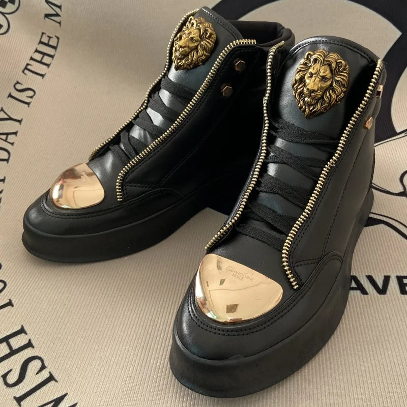 original shoes brand high top casual shoes for man zip decoration casual sneakers mens ankle boots sports hip-hop running shoes - Kimlud