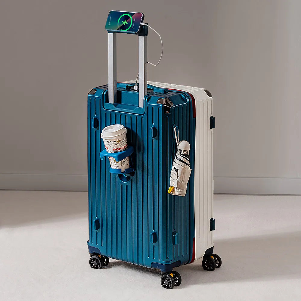 30/32-inch Large Size Luggage Multifunctional Cup Holder and Mobile Phone Holder Aluminium Framed Travel Suitcases Trip Cabin - Kimlud