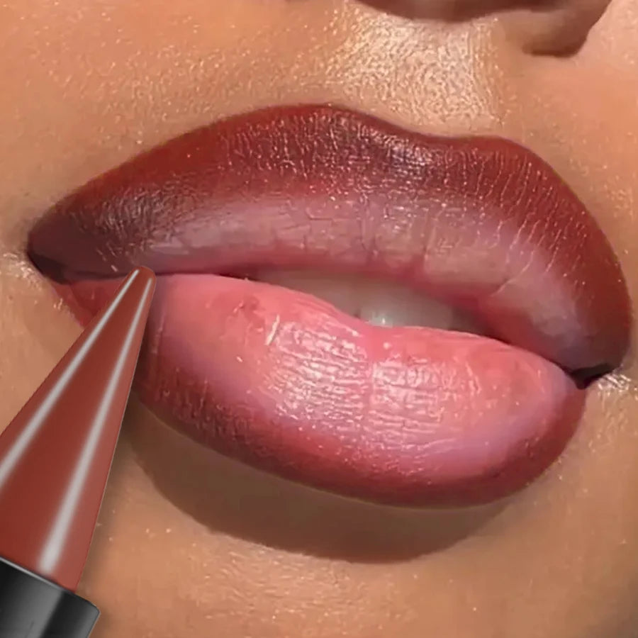 15-colors sexy red lipstick pen waterproof matte contour tint lipstick long lasting lip glaze brown lipliner pencil lip makeup
