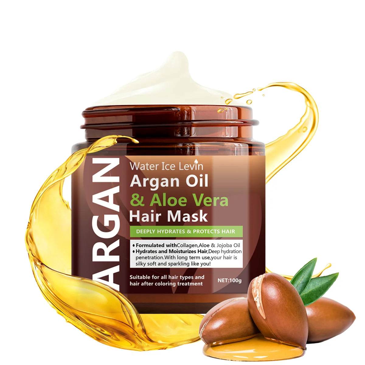 Argan Oil & Aloe Vera Hair Mask Collagen Keratin Treatment Hairs Conditioner Hair Essential Oil Nourishing for Dry Damaged - Kimlud