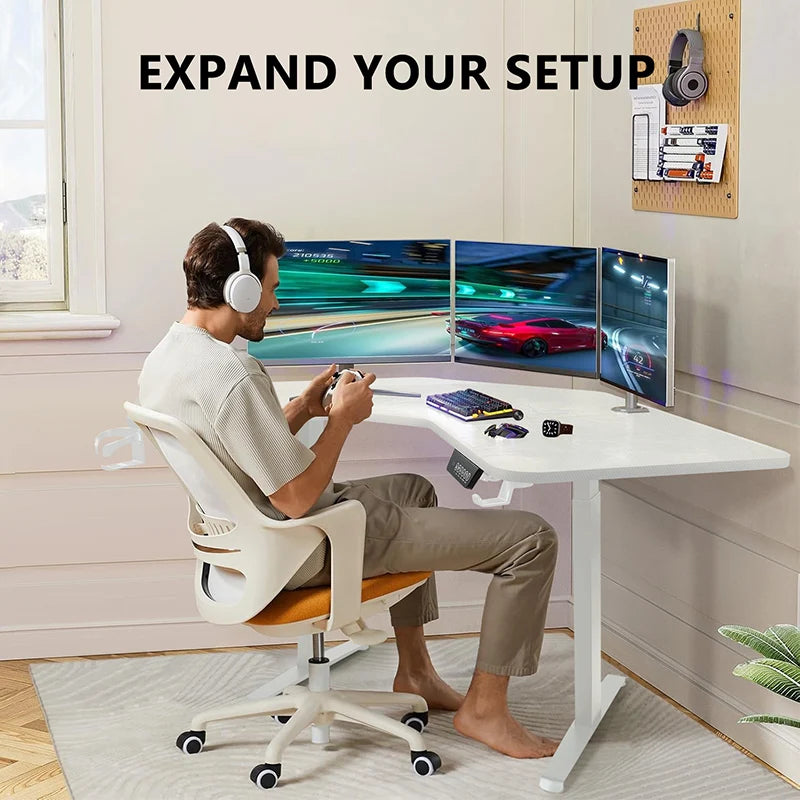Height-adjustable Desk L Shaped Electric Standing Desk for Study Esports StandUp Corner Computer Desk Home Office Sit Stand Desk - Kimlud