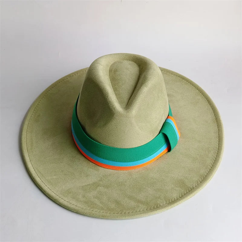 Grayish Brown Suede Hat Wide Brim 2026 NEW Fedora Hat Men Women Autumn Winter Felt Hats Classic Church Fedoras Chapeau...
