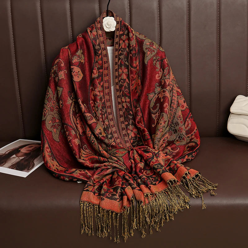 Luxury Brand Autumn Cashmere Pashmina Shawl Lady Wrap Warm Winter Scarves Design Print Female Foulard Cotton Stoles...