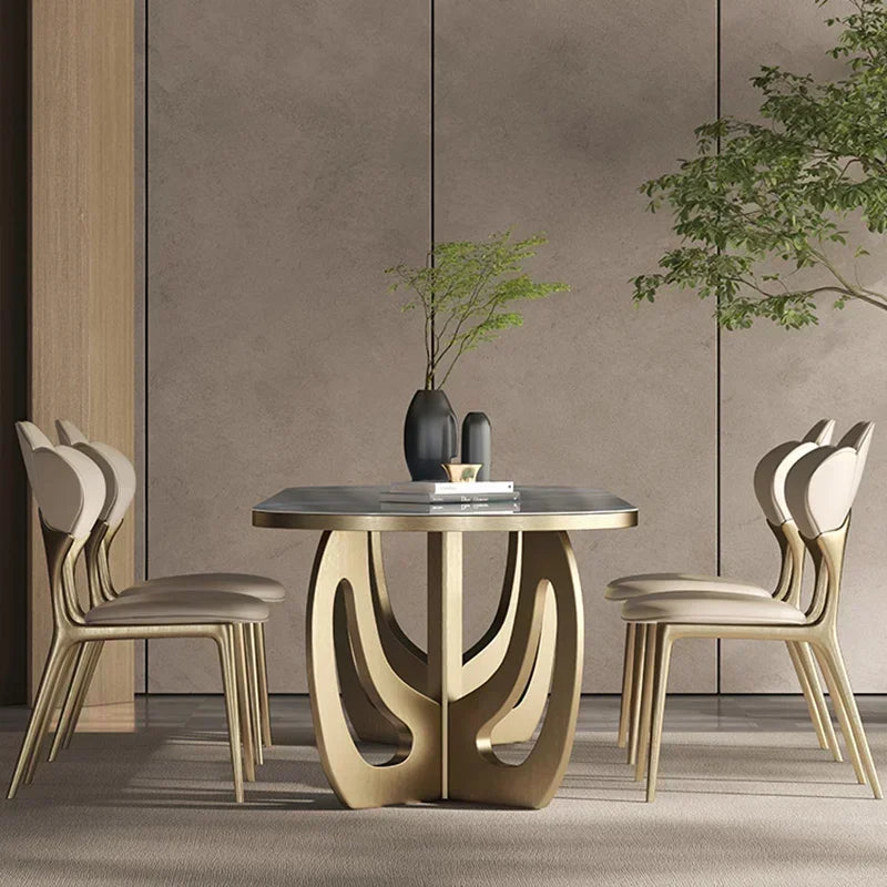 luxury Kitcjen Dining Table Set 6 People Desk legs metal Marble Dining Table Coffee Multifunctional mesa comedor home...