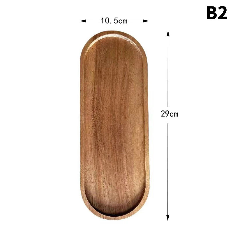Tableware Solid Wood Food Tray Round Rectangle Dessert Plate Japanese-style Wooden Snack Fruit Tea Saucer Pallet Bread Board