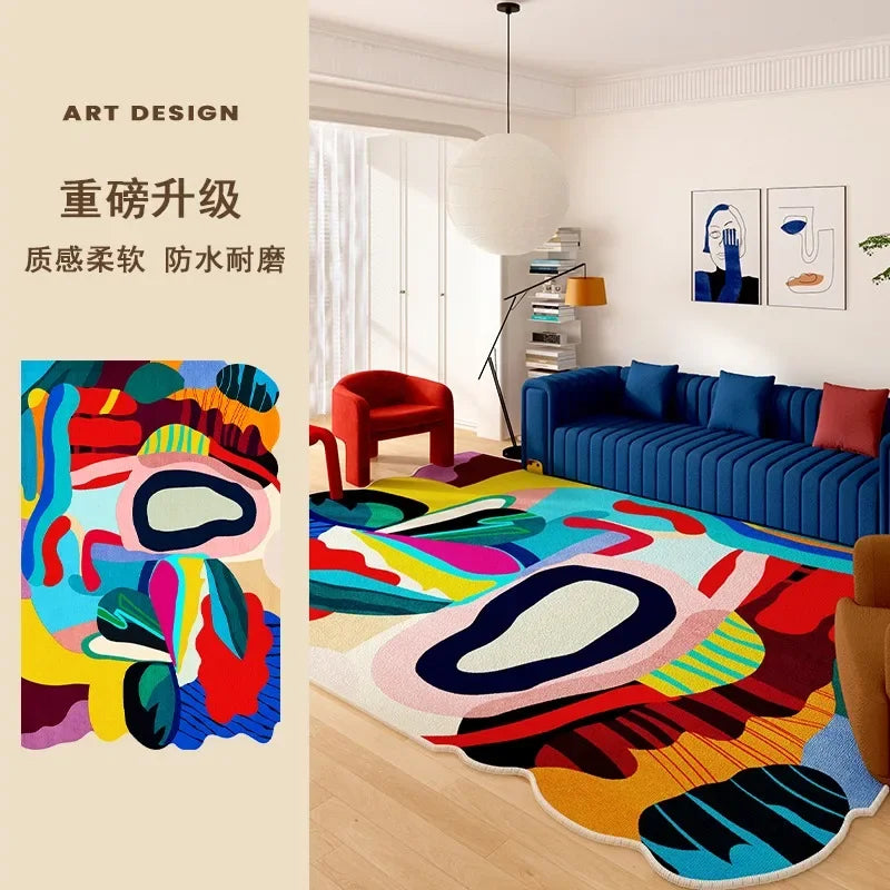Living Room Carpet Art Irregular Color Abstract Home Bedroom Bedside Mat Easy To Care Cloakroom Coffee Table Rug Ковер Tapis 러그 - Kimlud