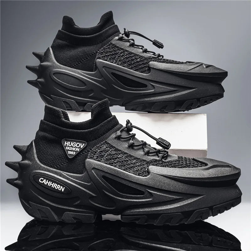 New Shoes for Men Knit Casual Sport Shoes Spring Trend Breathable Chunky Sneakers Youth Cool Thick-soled Athletic Shoes