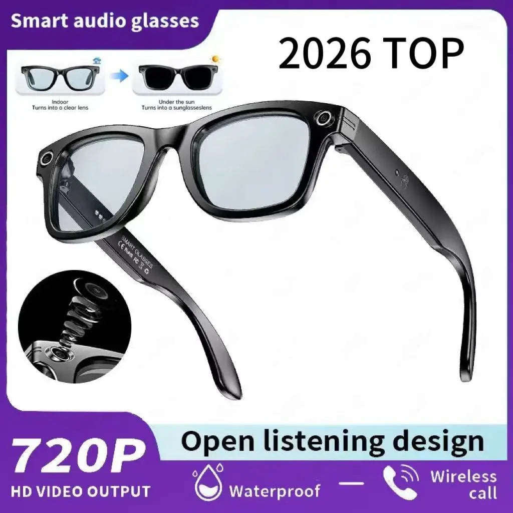2026 AI Smart Glasses with 8MP Camera Video Recording 100+ Languages Translation Sunglasses Bluetooth Call Music Play Men Women - Kimlud