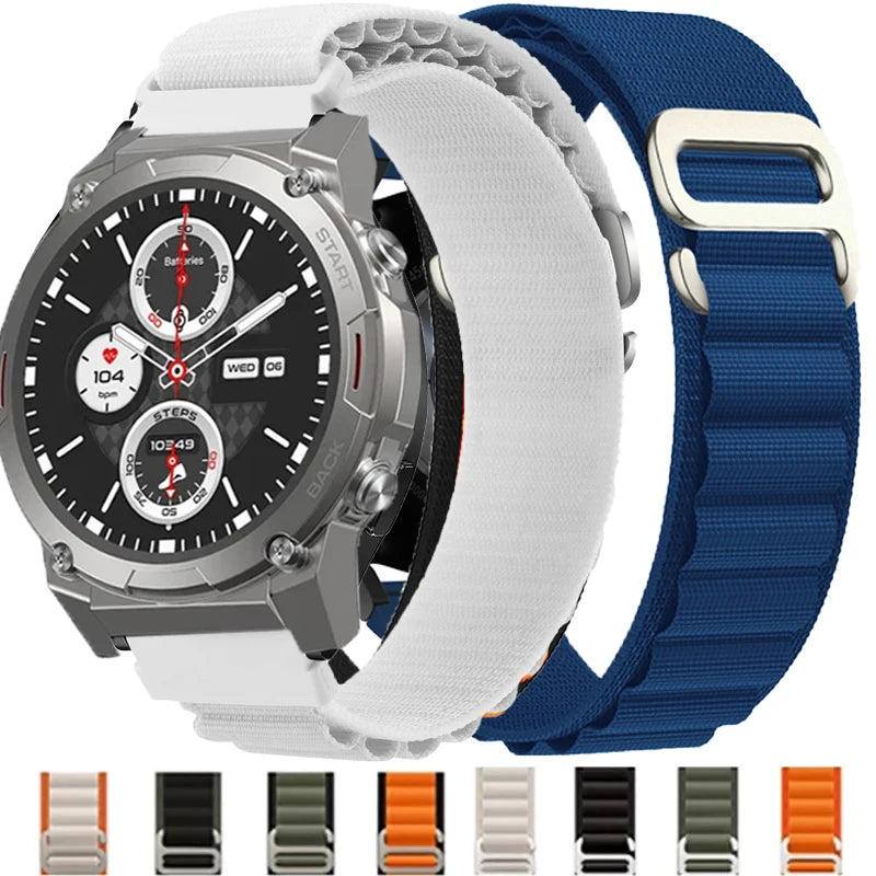Nylon Loop Strap For Zeblaze Vibe 7/Pro/Lite Stratos 2/3 GTR 2/3 Pro Beyond 2/3 Pro Btalk 2 Swim NEO3 Bracelet 22mm...